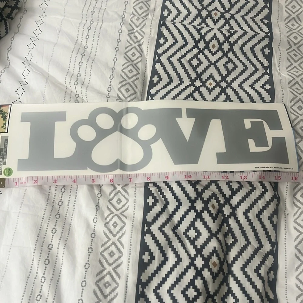 silver love paw print wall decal sign
